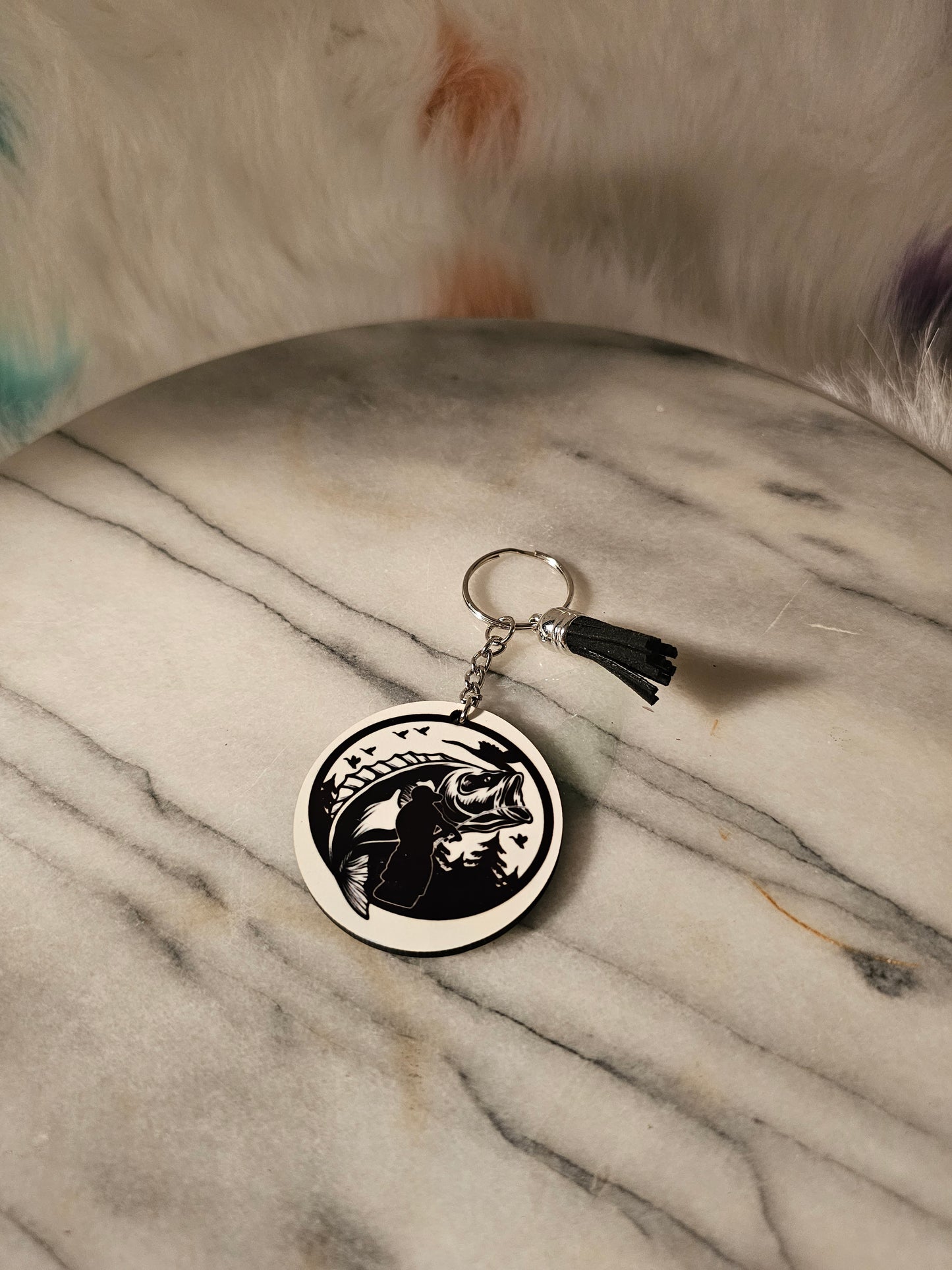 2 inch sublimation My trophy fish Keychain.