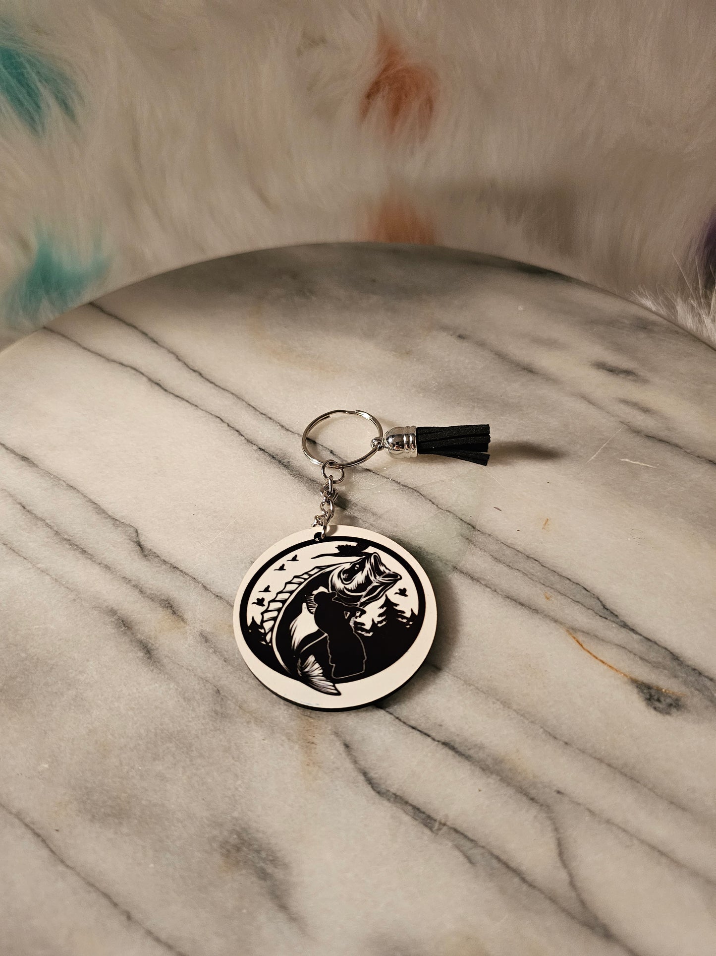 2 inch sublimation My trophy fish Keychain.